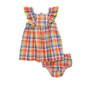 Tucker + Tate Colorful Plaid Baby Dress with Bloomers